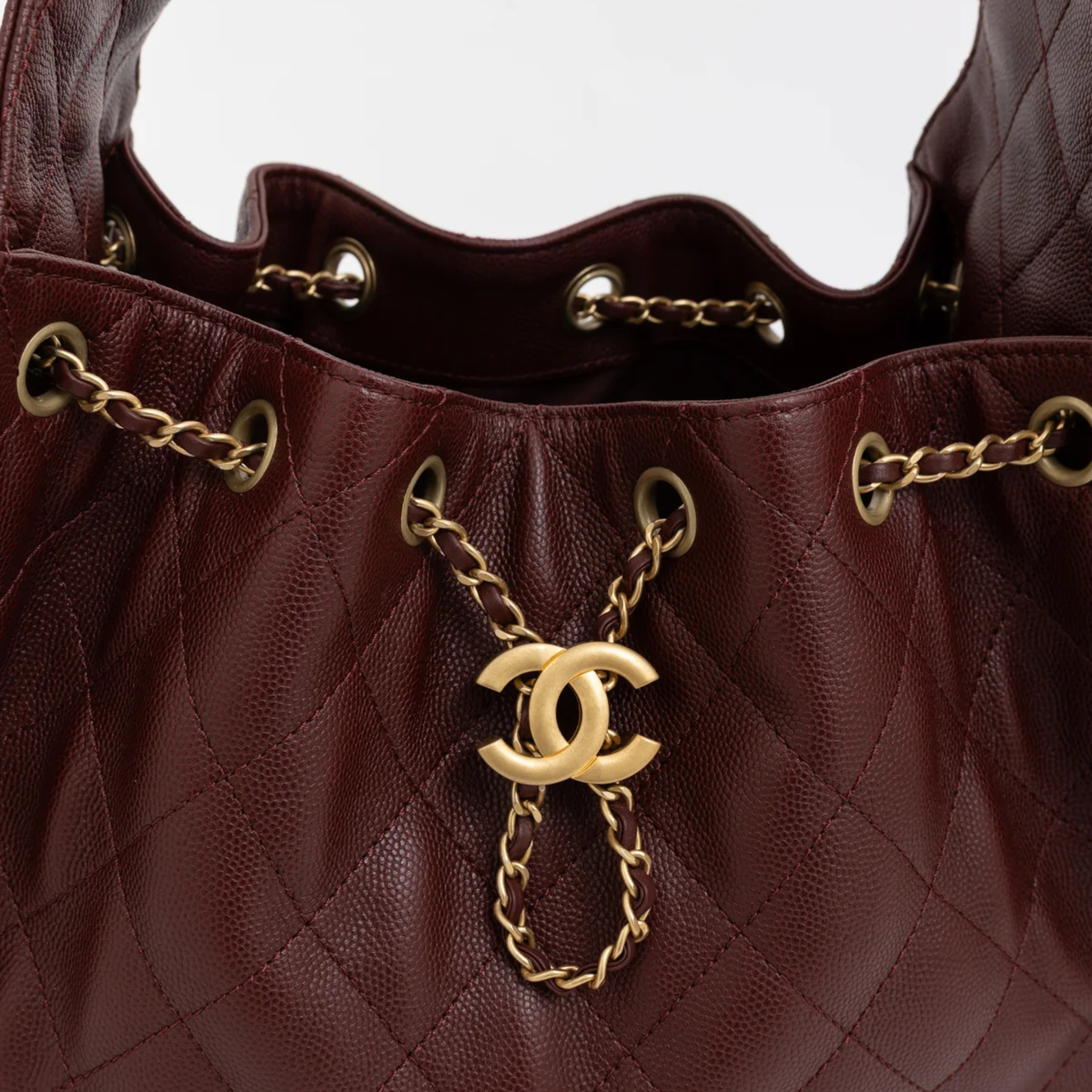 CHANEL 25 BURGUNDY HANDBAG GHW