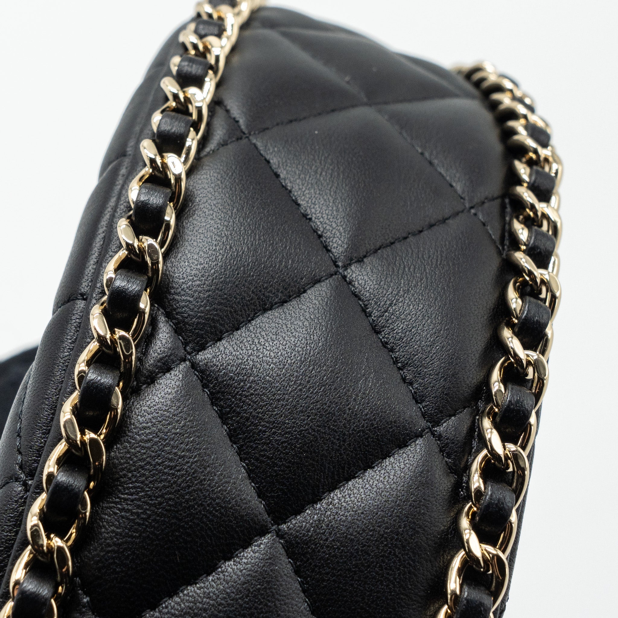CHANEL SMALL MOON HOBO BAG LAMBSKIN BLACK LGHW (MICROCHIP)