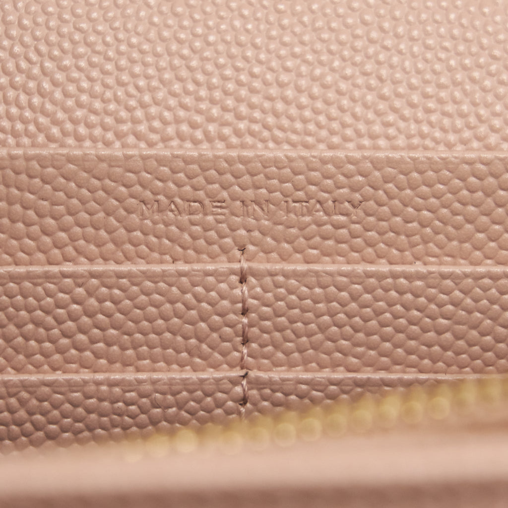 SAINT LAURENT/YSL CASSANDRE MATELASSE CHAIN WALLET GRAINED CALFSKIN PALE BLUSH GHW