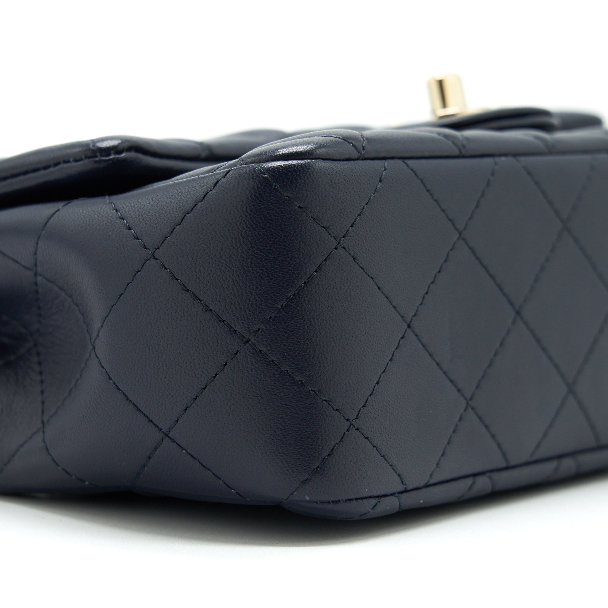 CHANEL MINI RECTANGULAR FLAP BAG LAMBSKIN NAVY LGHW