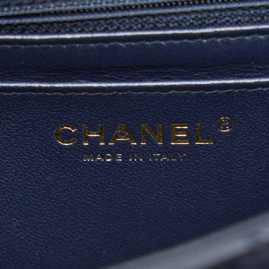 CHANEL MINI RECTANGULAR FLAP BAG LAMBSKIN NAVY LGHW