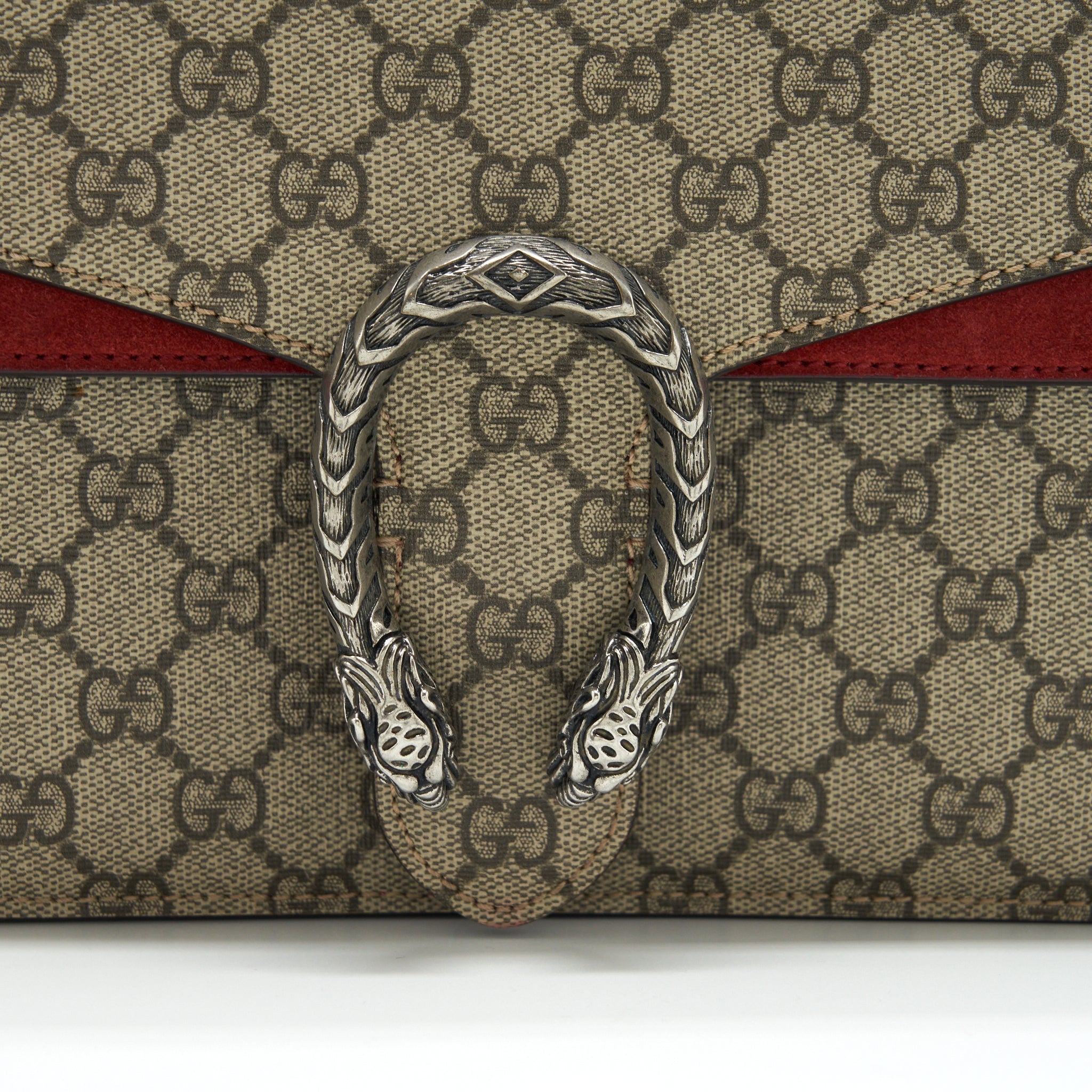 GUCCI DIONYSUS SHOULDER BAG RED/GG SUPREME CANVAS SHW