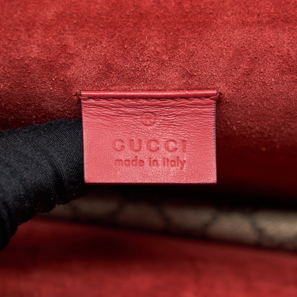 GUCCI DIONYSUS SHOULDER BAG RED/GG SUPREME CANVAS SHW