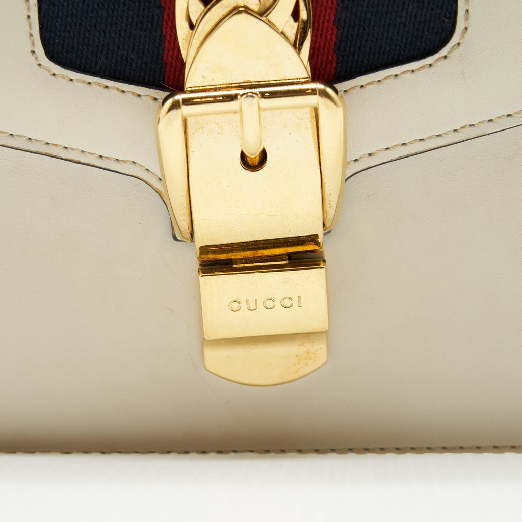 GUCCI SMALL SYLVIE SHOULDER BAG WHITE GHW