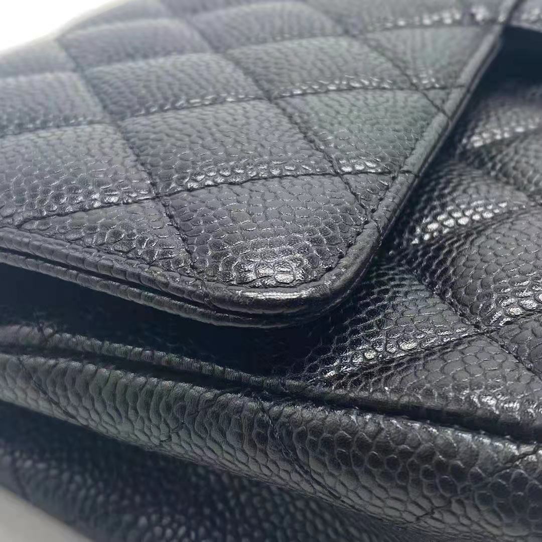 CHANEL MEDIUM CLASSIC DOUBLE FLAP CAVIAR BLACK SHW SERIAL 12