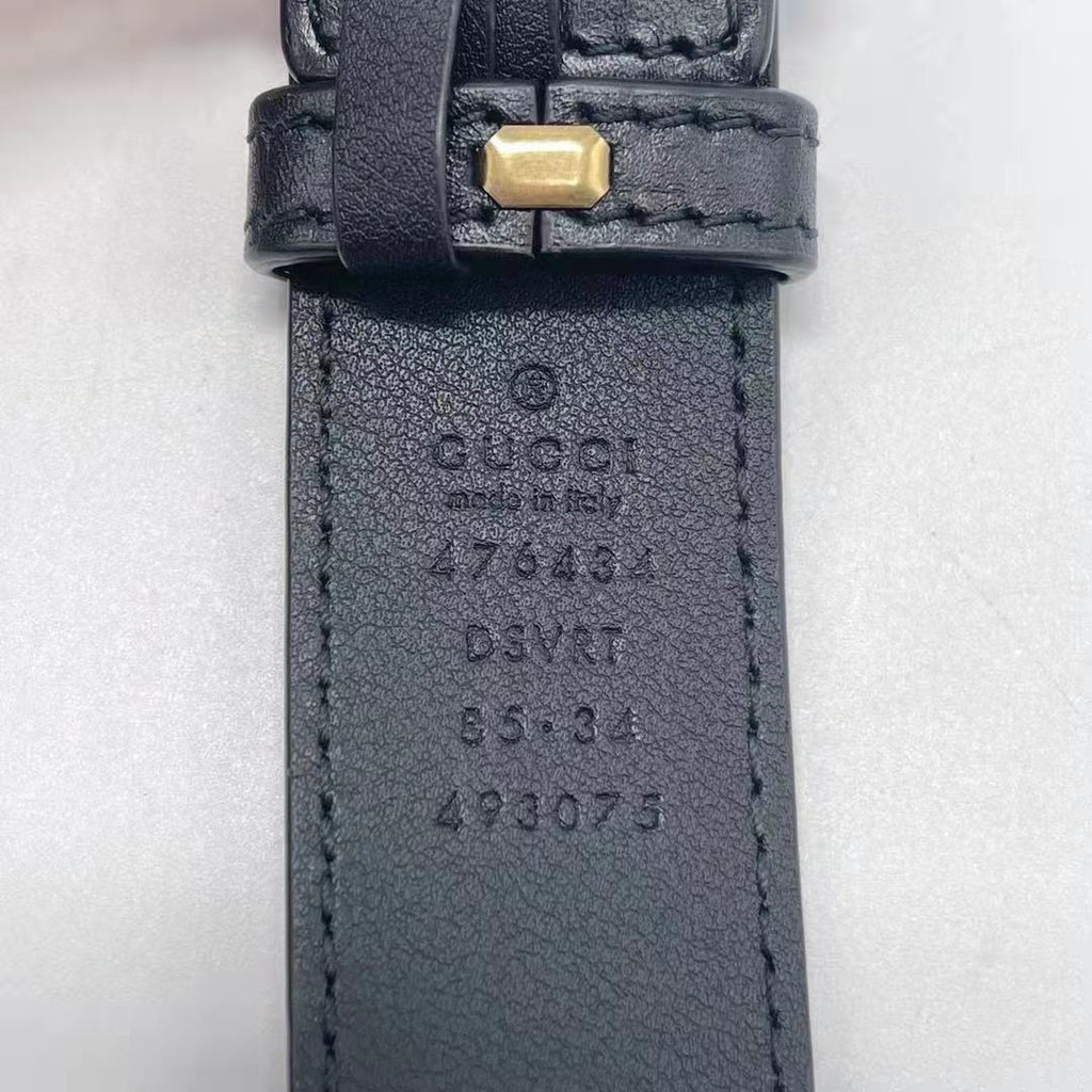 GUCCI GG MARMONT MATELASSE LEATHER BELT BAG IN BLACK 85CM