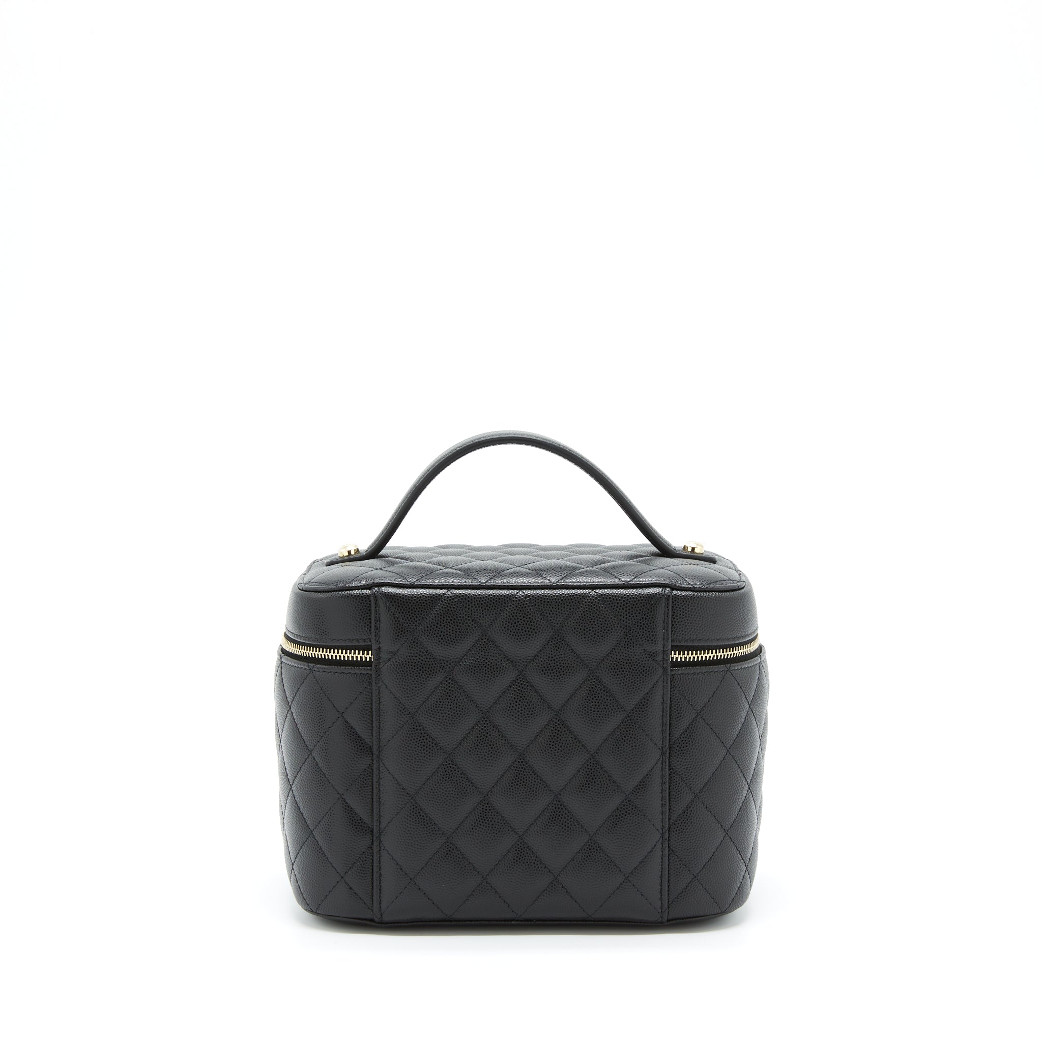 CHANEL TOP HANDLE VANITY CASE CAVIAR BLACK WITH LGHW
