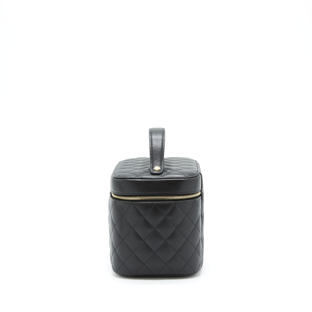 CHANEL TOP HANDLE VANITY CASE CAVIAR BLACK WITH LGHW