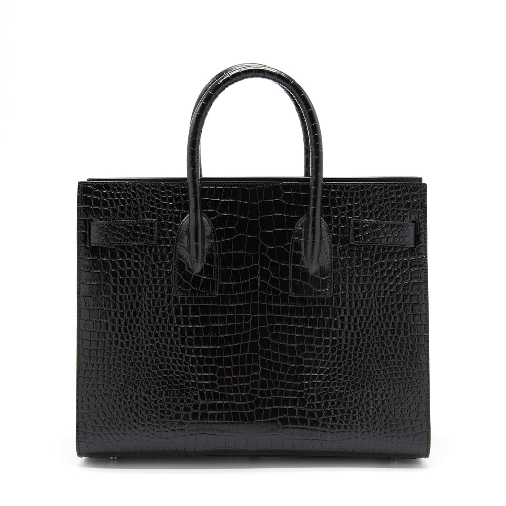 SAINT LAURENT/ YSL SAC DE JOUR CROCODILE EMBOSSED BLACK SHW
