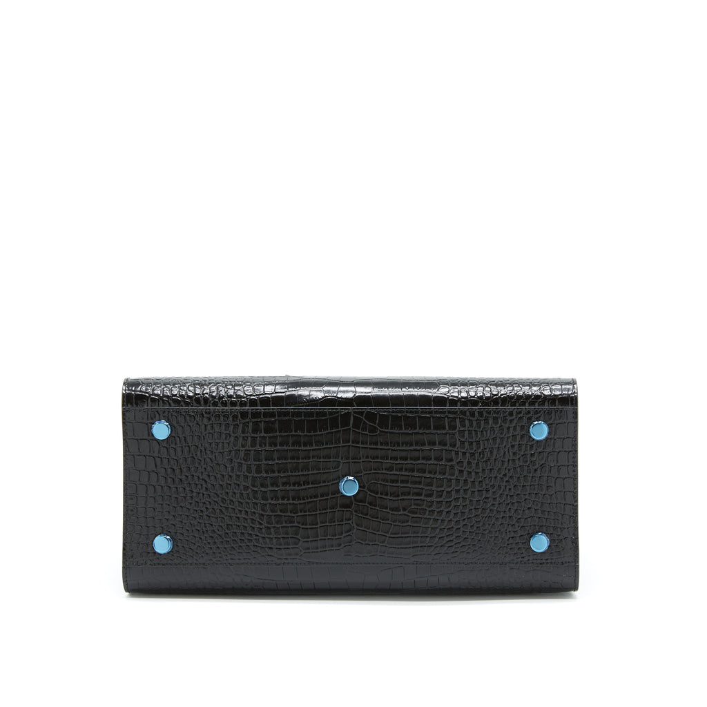 SAINT LAURENT/ YSL SAC DE JOUR CROCODILE EMBOSSED BLACK SHW