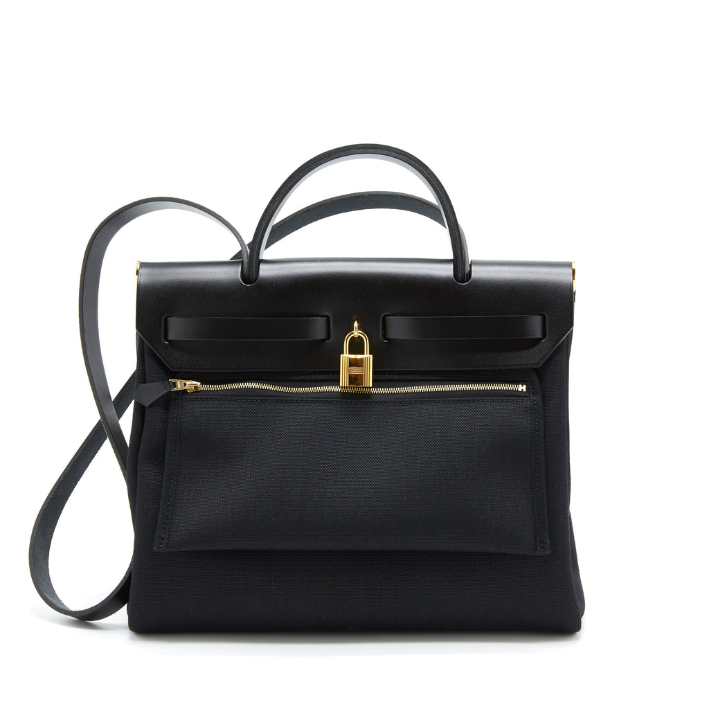 HERMES HERBAG 31 RETOUR BAG BLACK GHW