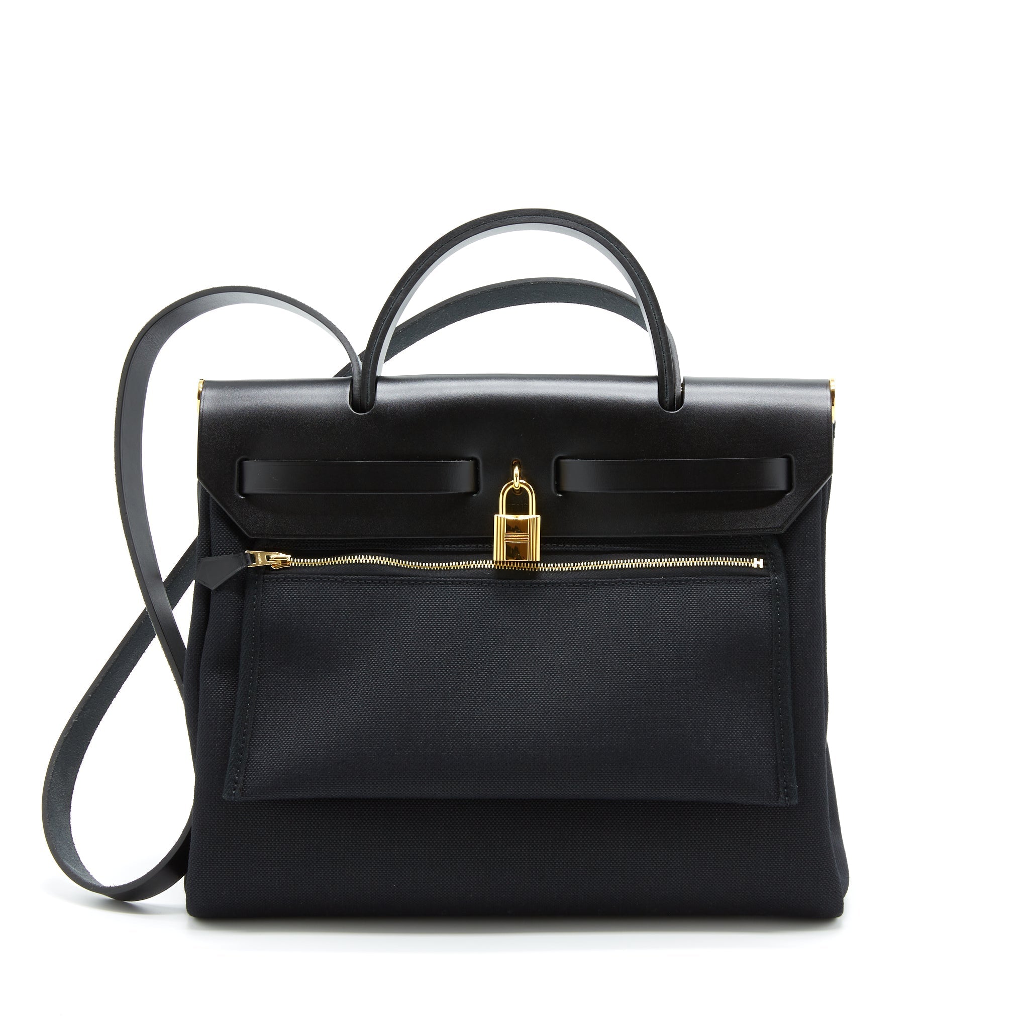 HERMES HERBAG 31 RETOUR BAG BLACK GHW