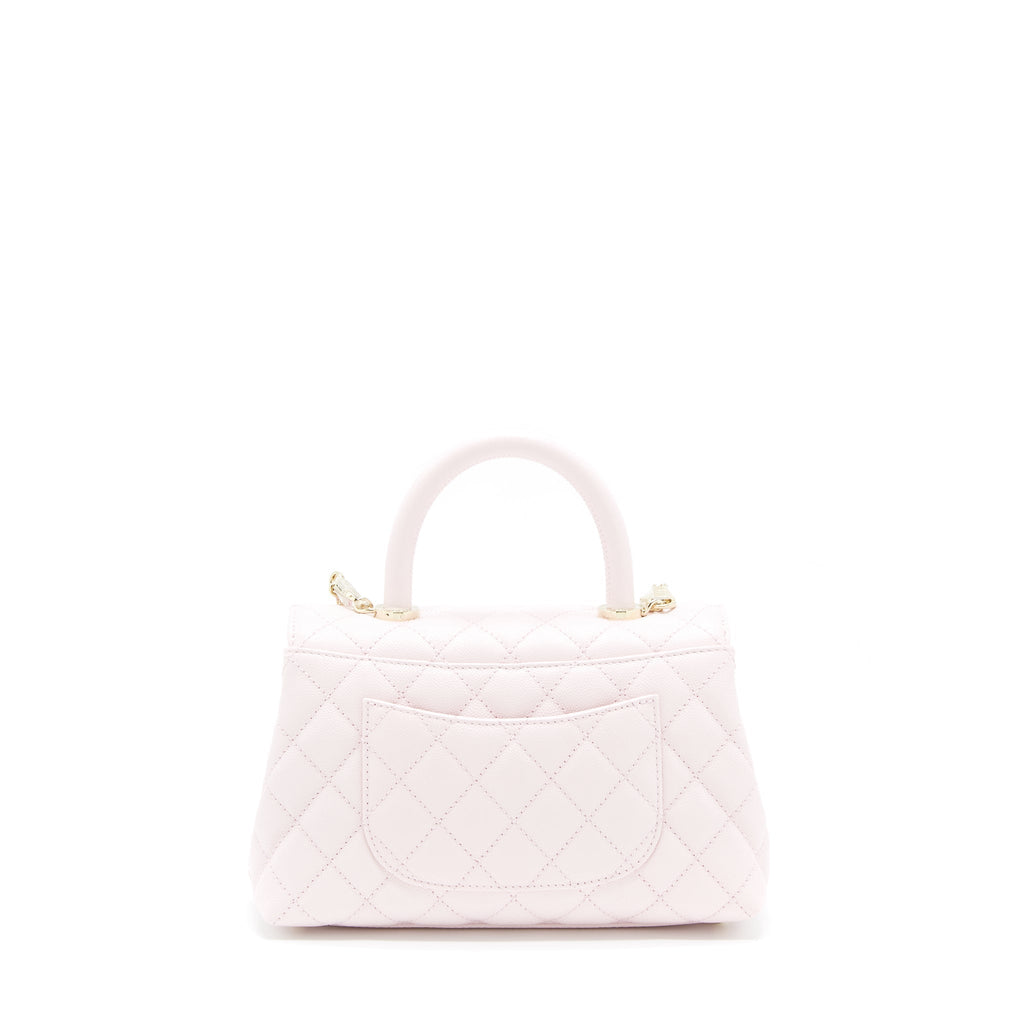CHANEL SMALL COCO HANDLE CAVIAR LIGHT PINK NG750 LGHW(MICROCHIP)