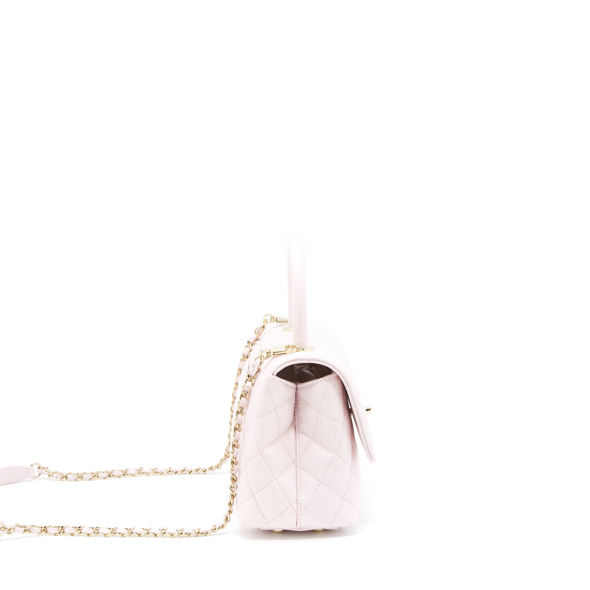 CHANEL SMALL COCO HANDLE CAVIAR LIGHT PINK NG750 LGHW(MICROCHIP)