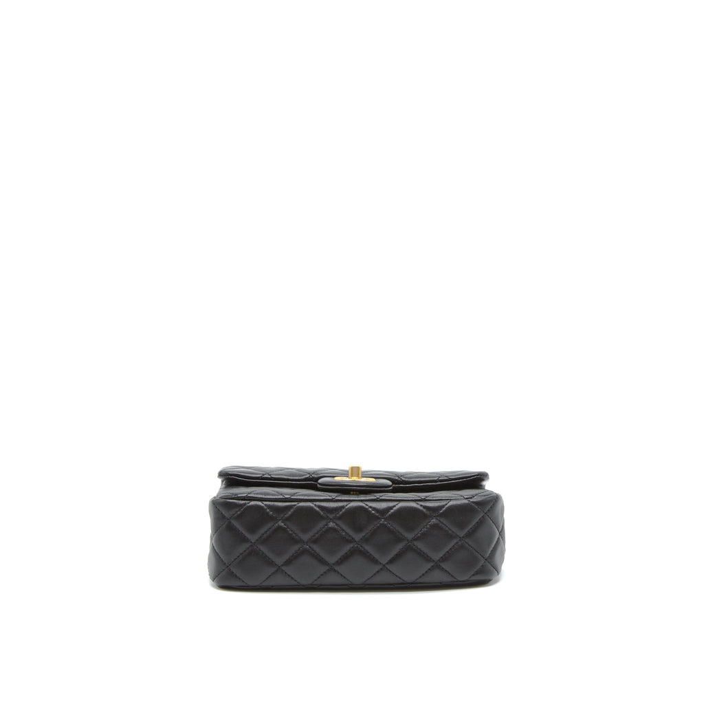 CHANEL 22S PEARL CRUSH MINI RECTANGULAR FLAP BAG LAMBSKIN BLACK GHW (MICROCHIP)