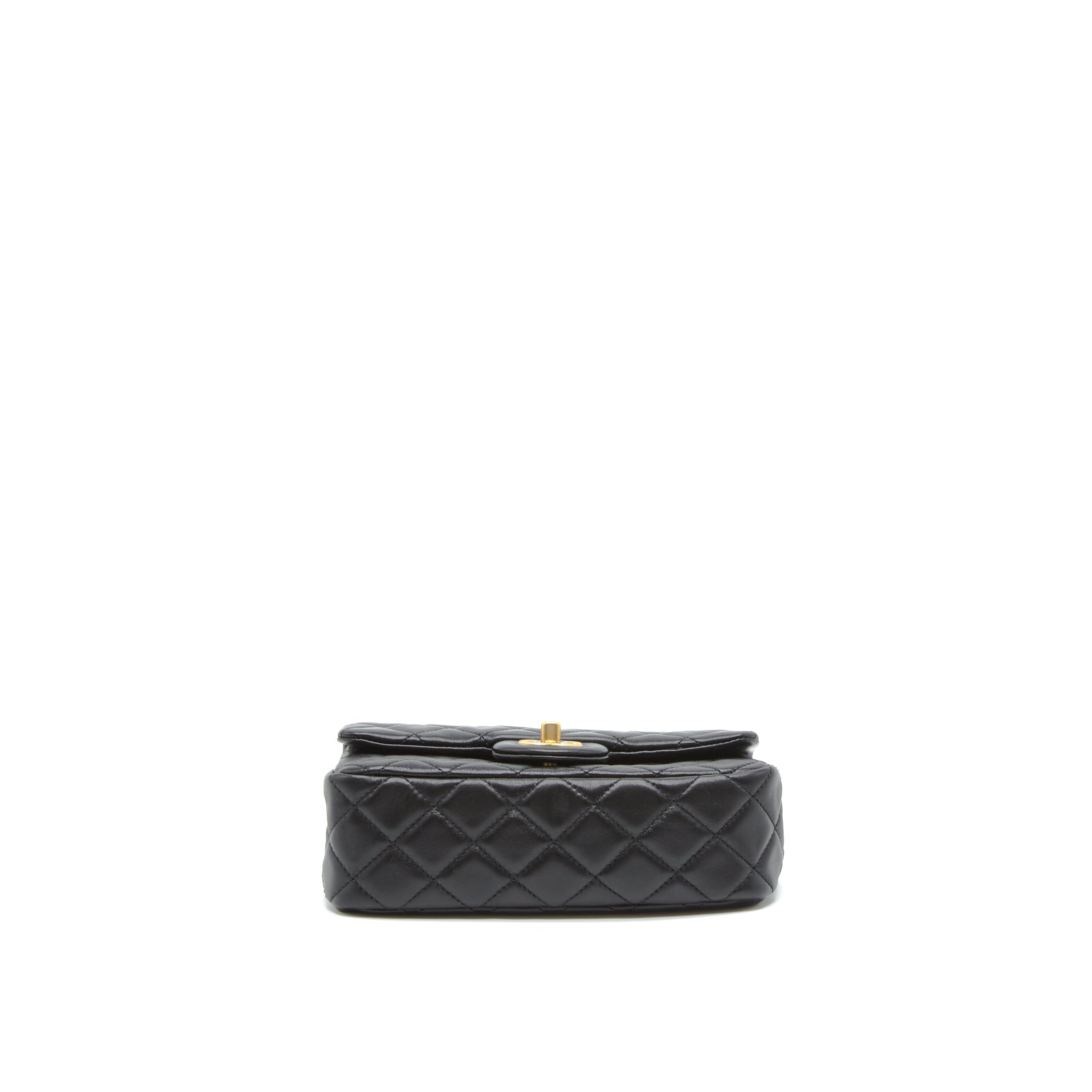 CHANEL 22S PEARL CRUSH MINI RECTANGULAR FLAP BAG LAMBSKIN BLACK GHW (MICROCHIP)
