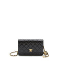 CHANEL PEARL CRUSH WALLET ON CHAIN LAMBSKIN BLACK GHW (MICROCHIP)
