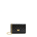 CHANEL 2.55 REISSUE WALLET ON CHAIN AGED CALFSKIN BLACK GHW (MICROCHIP)