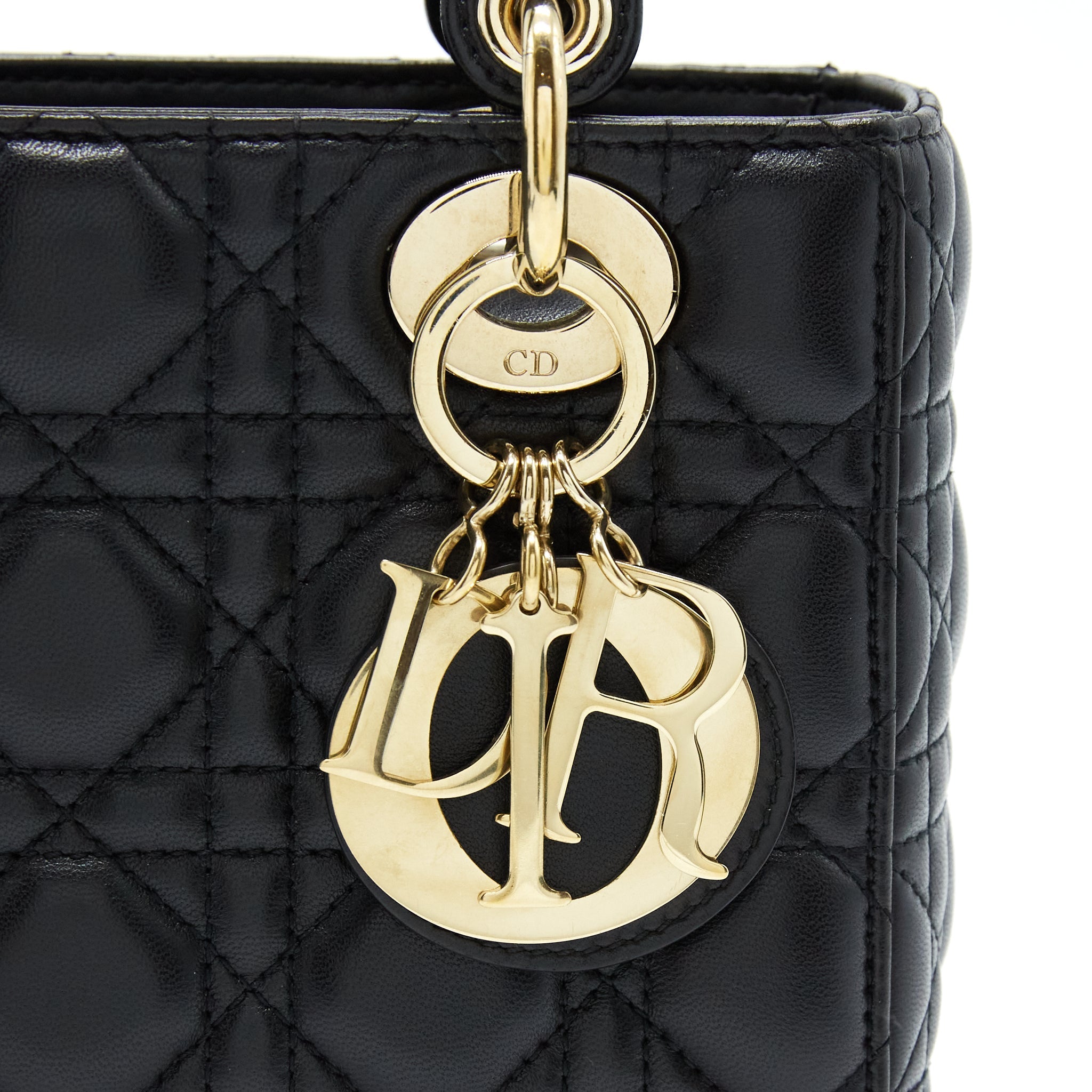 DIOR SMALL LADY DIOR LAMBSKIN BLACK LGHW