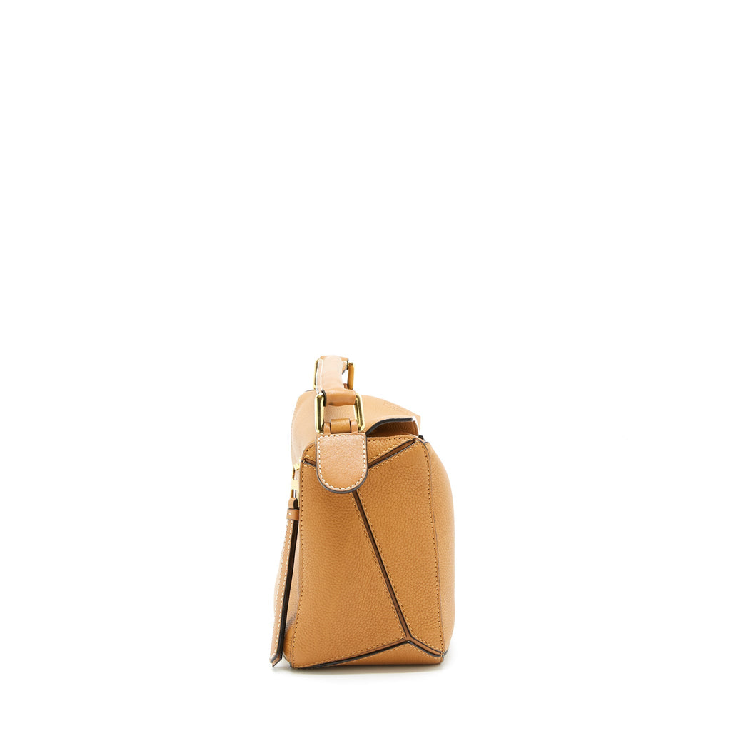 LOEWE SMALL PUZZLE BAG SOFT GRAINED CALF TAN GHW