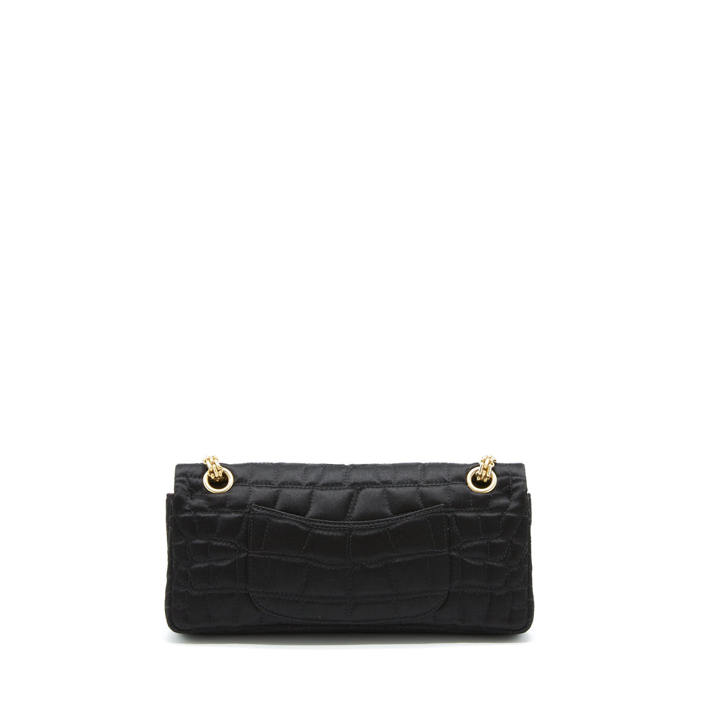 CHANEL 2.55 REISSUE FLAP BAG SATIN BLACK GHW