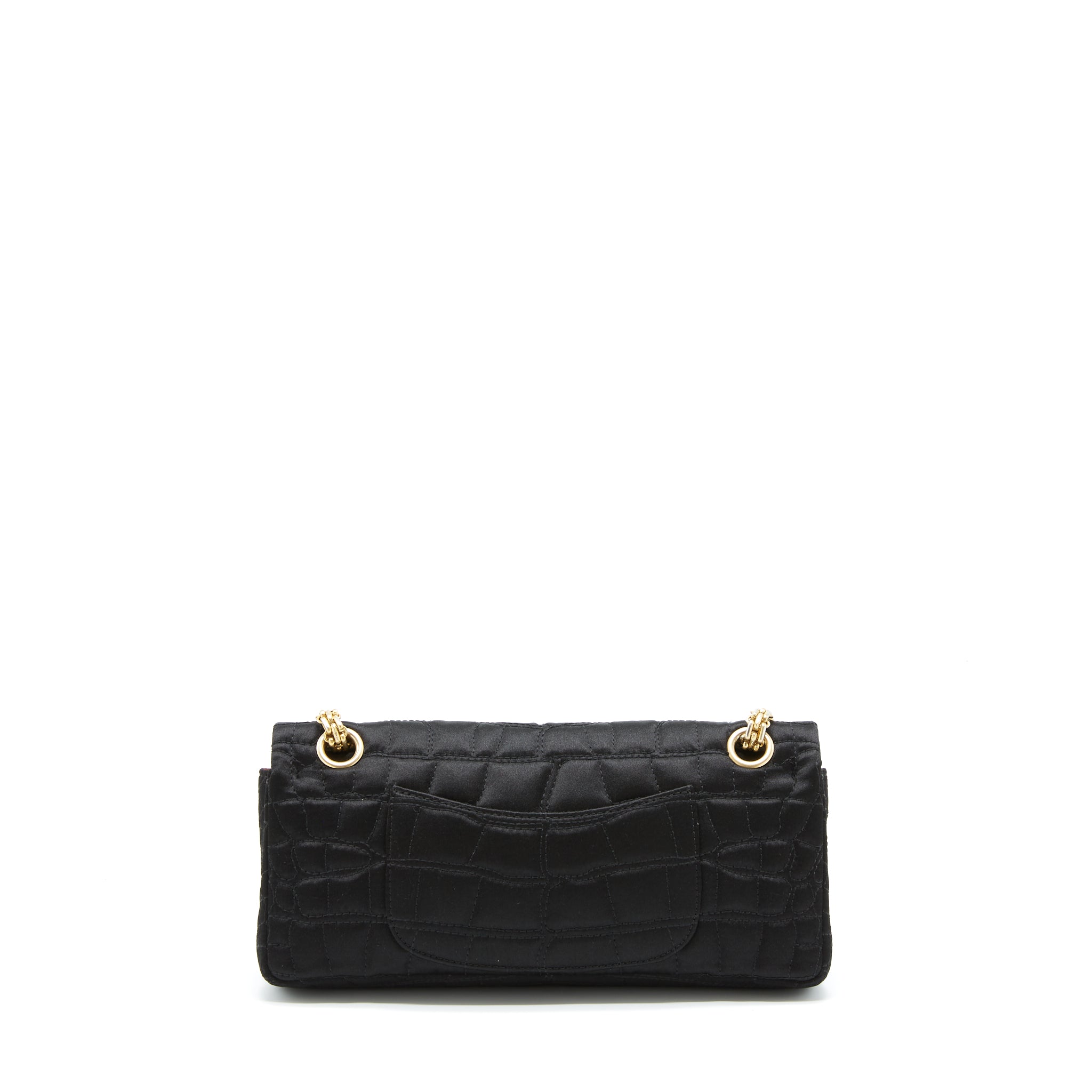 CHANEL 2.55 REISSUE FLAP BAG SATIN BLACK GHW
