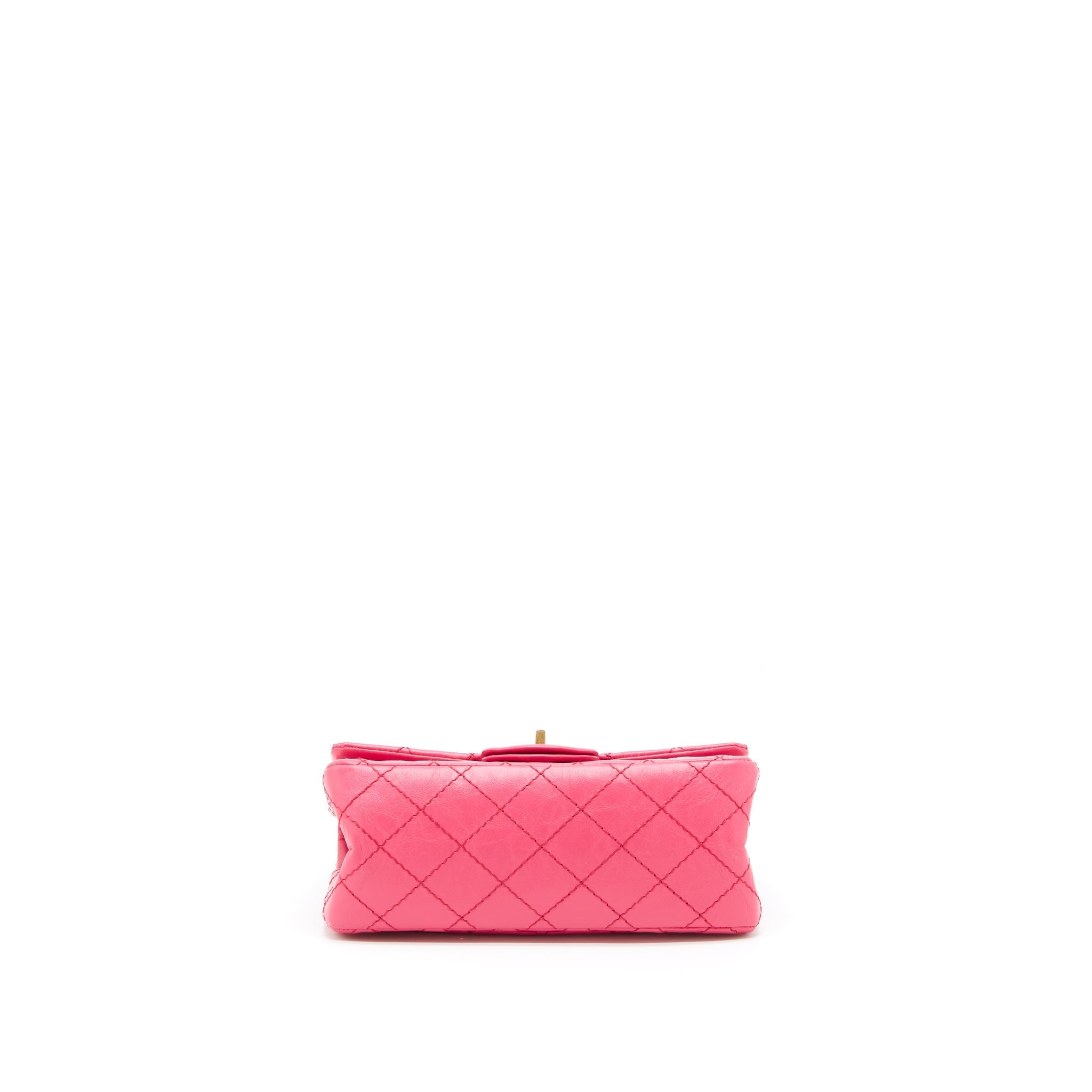 CHANEL MINI 2.55 REISSUE FLAP BAG AGED CALFSKIN HOT PINK GHW