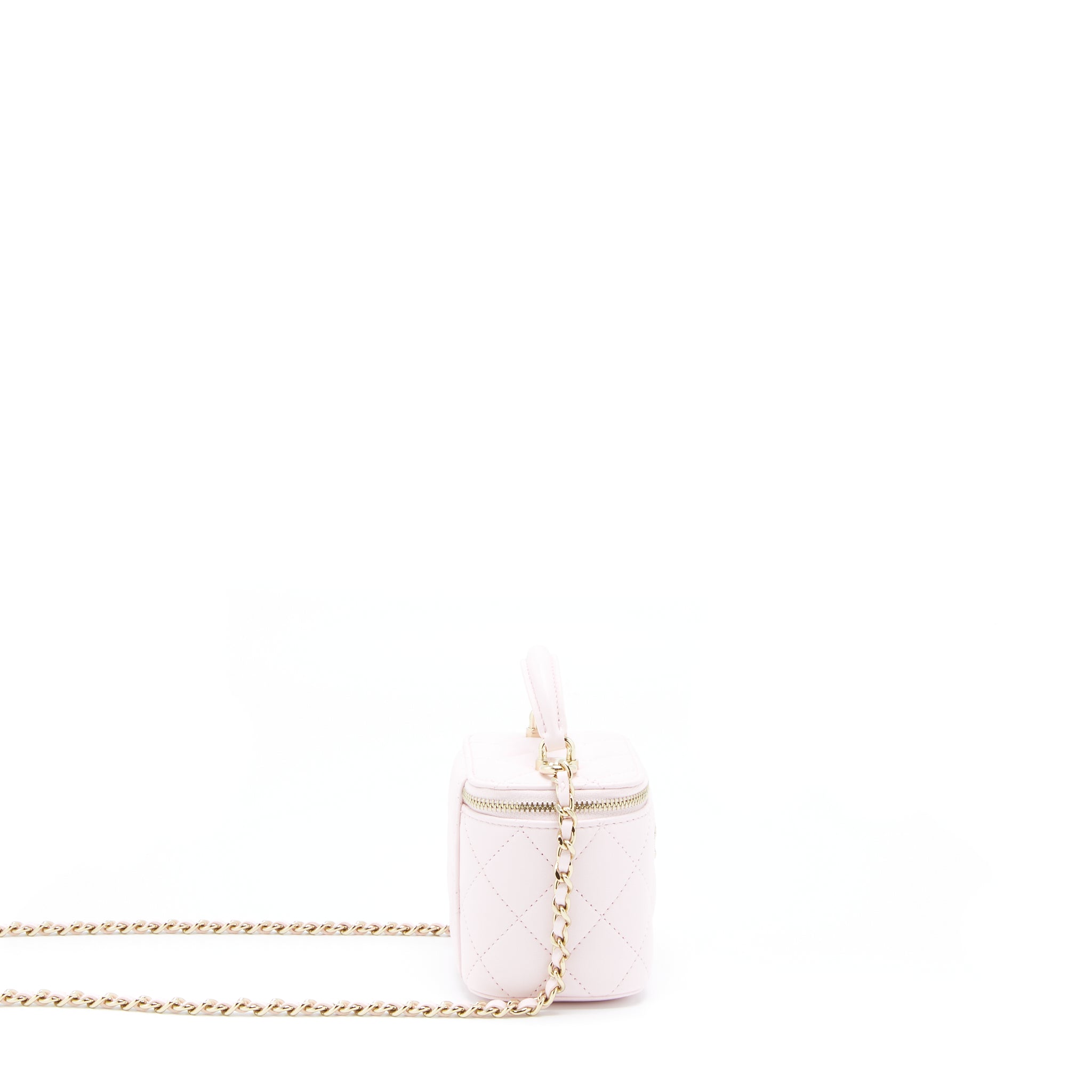 CHANEL 22P TOP HANDLE MINI VANITY WITH CHAIN LAMBSKIN LIGHT PINK LGHW