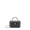 CHANEL 22A TOP HANDLE LONG VANITY WITH CHAIN LAMBSKIN BLACK LGHW