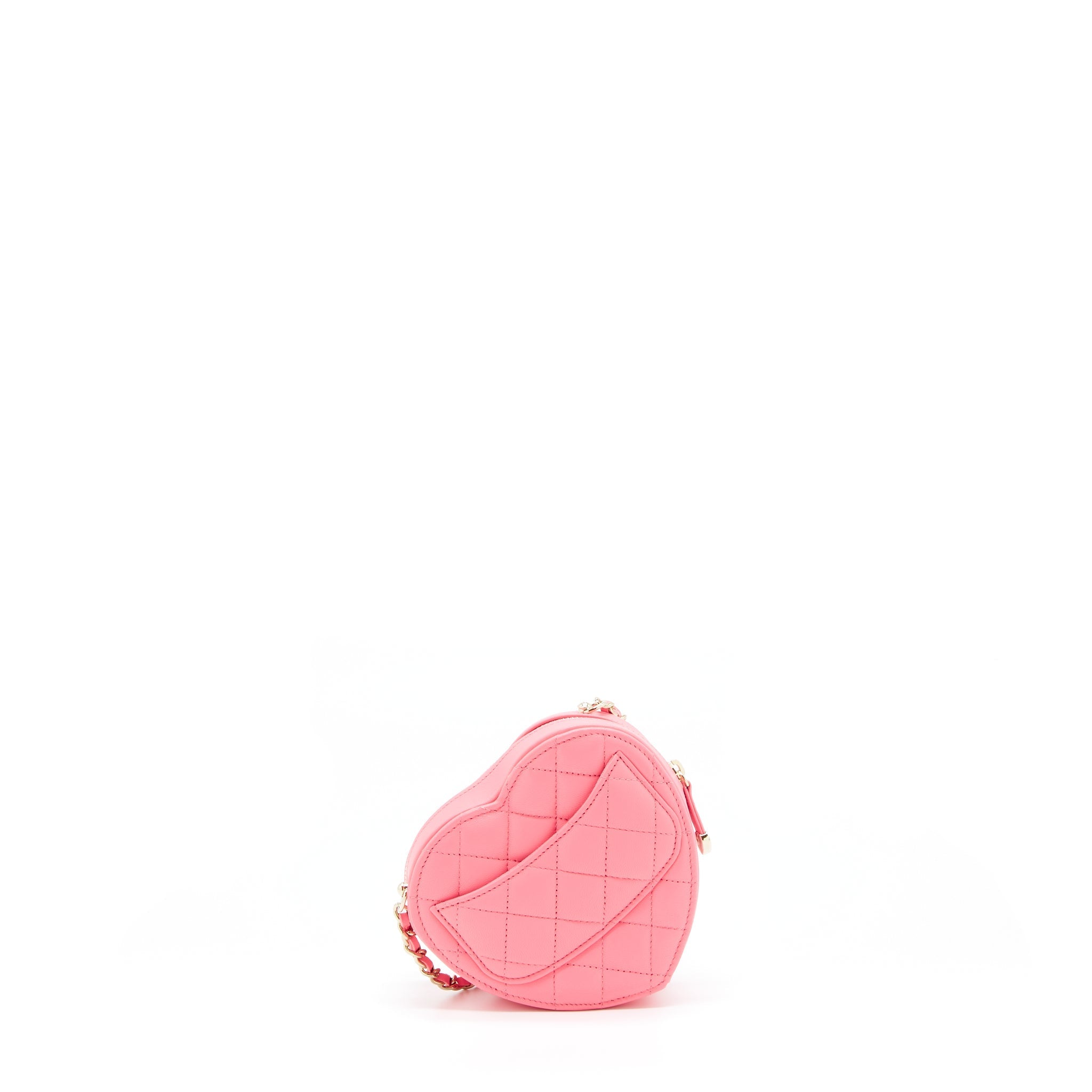 CHANEL 22S SMALL HEART BAG LAMBSKIN PINK LGHW