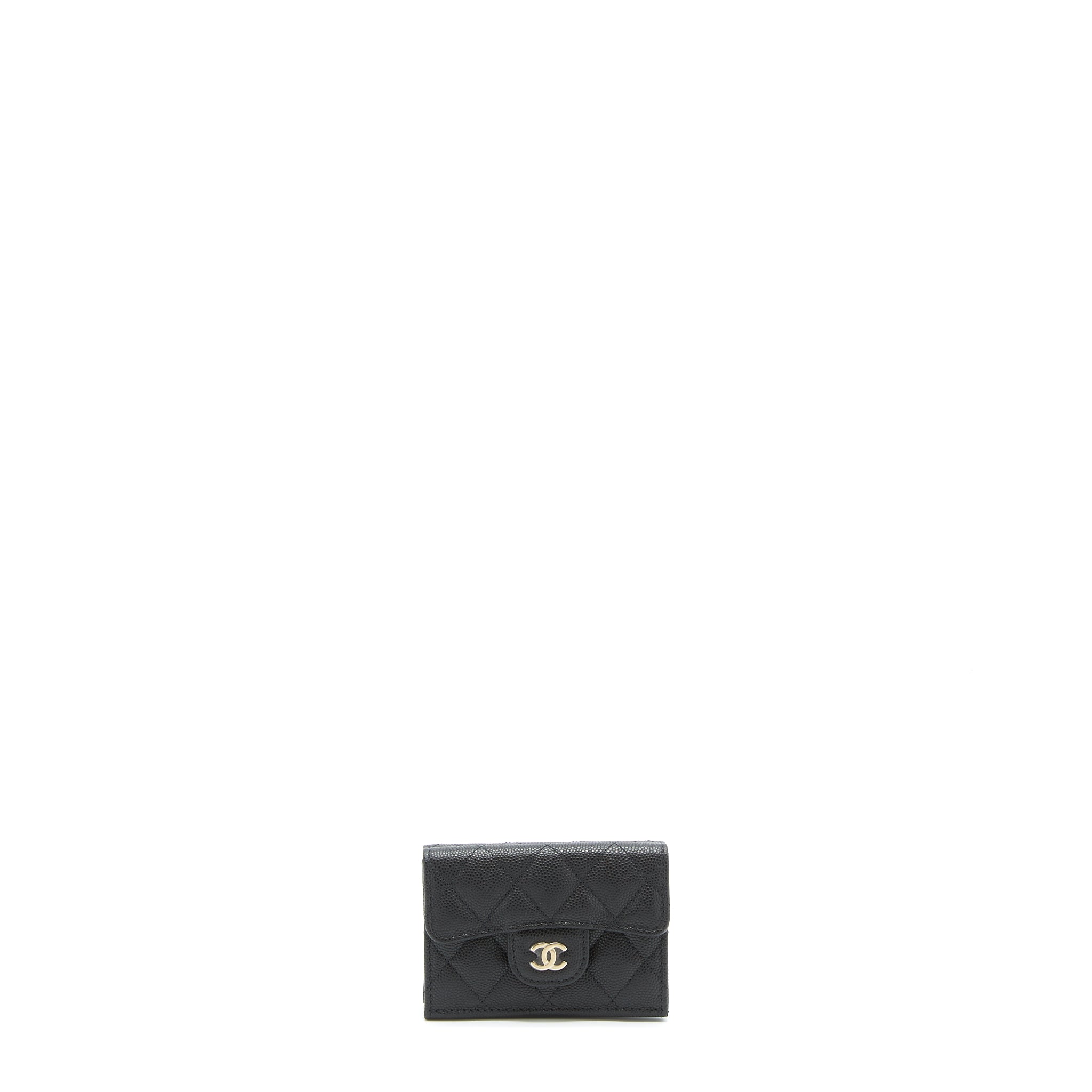 CHANEL SMALL COMPACT WALLET CAVIAR BLACK LGHW