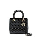 DIOR MEDIUM LADY DIOR PATENT BLACK SHW