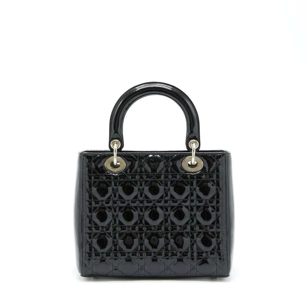 DIOR MEDIUM LADY DIOR PATENT BLACK SHW