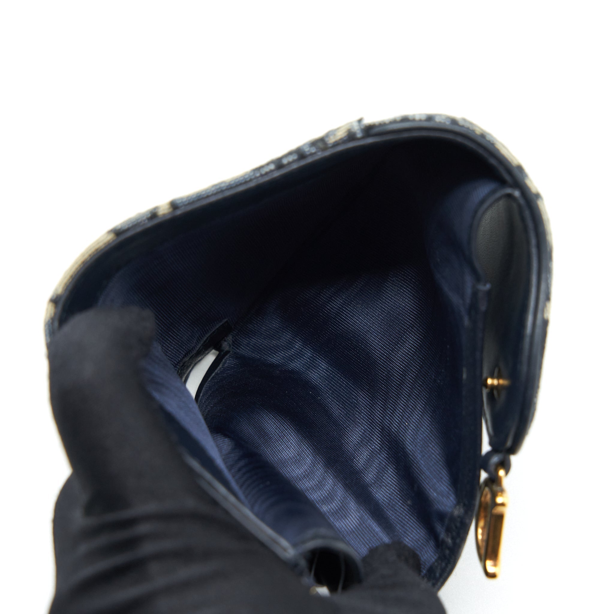 DIOR SADDLE SMALL WALLET BLUE OBLIQUE CANVAS GHW