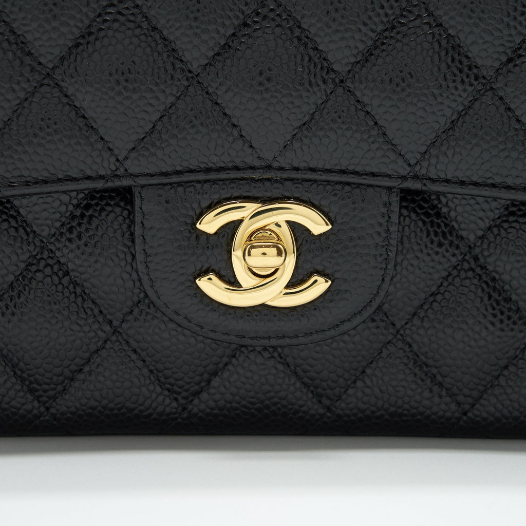 CHANEL CLASSIC DOUBLE FLAP BAG CAVIAR BLACK GHW