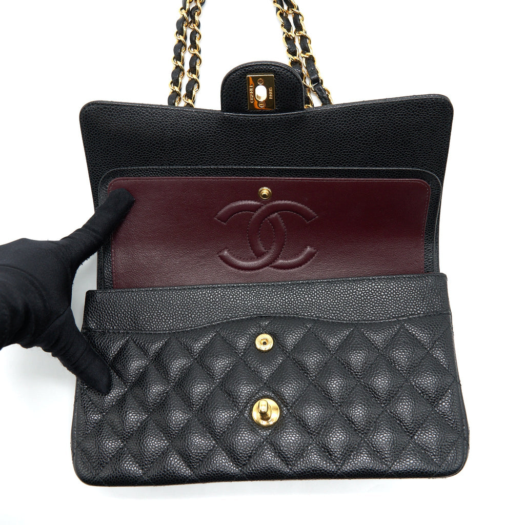 CHANEL CLASSIC DOUBLE FLAP BAG CAVIAR BLACK GHW