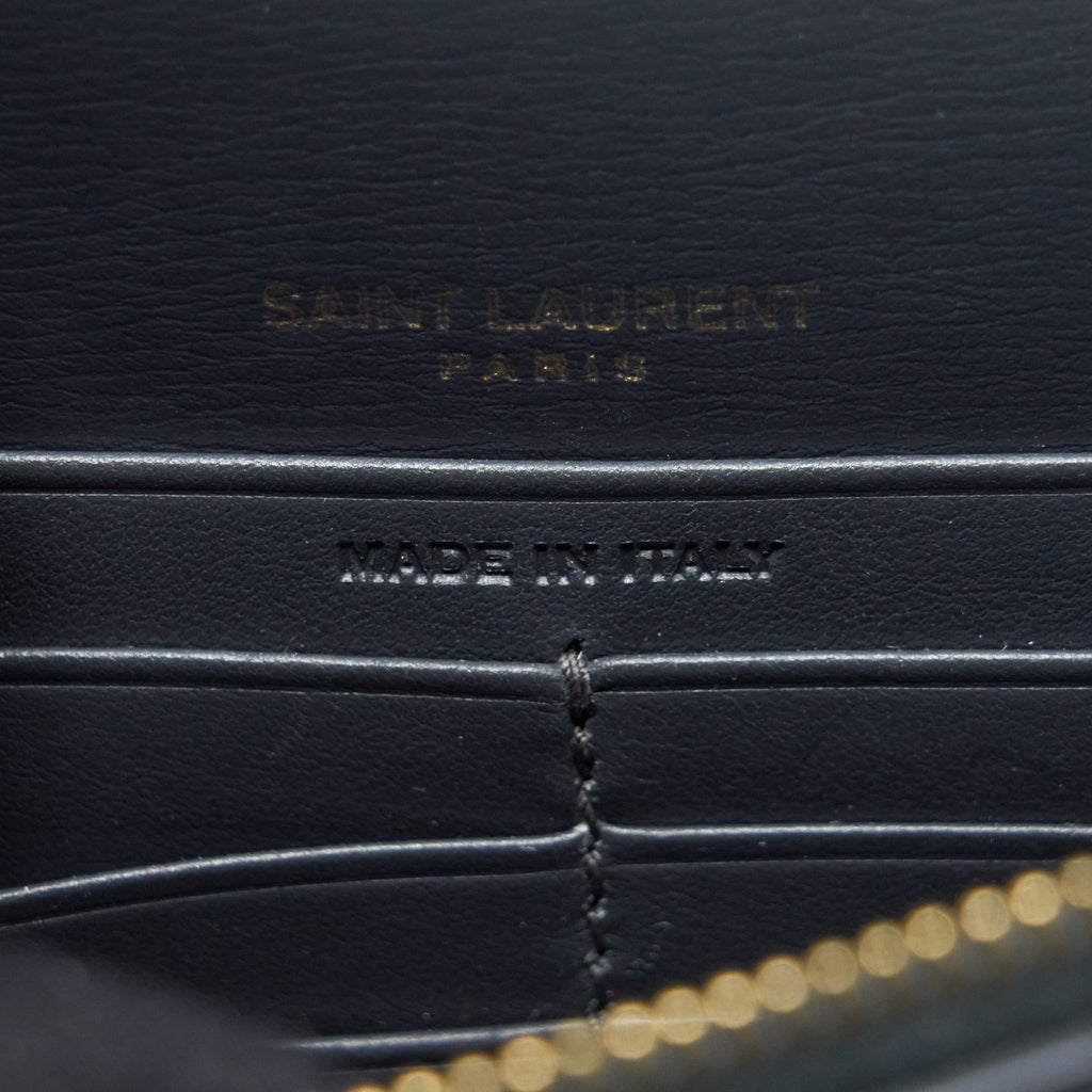 SAINT LAURENT SUNSET CHAIN WALLET CALFSKIN NOIR GHW