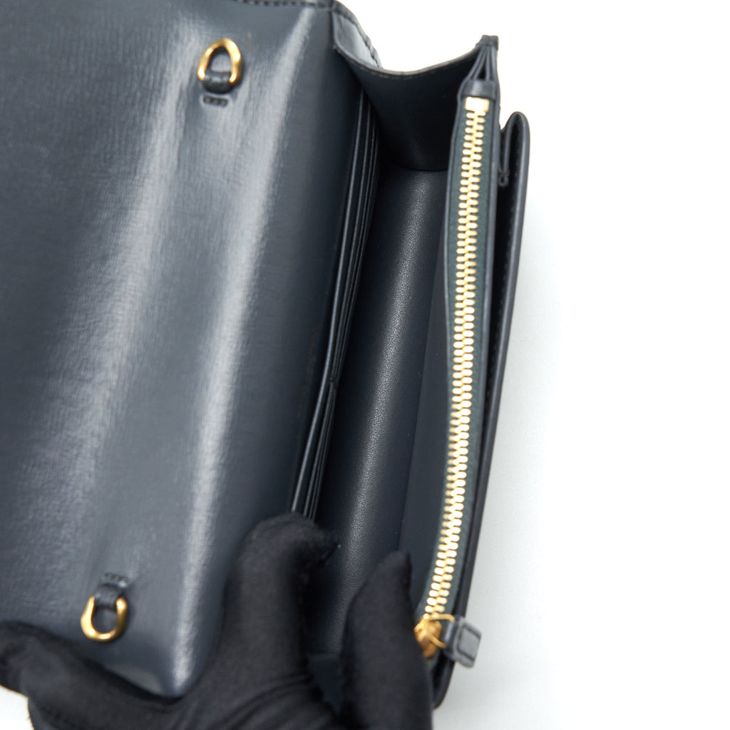 SAINT LAURENT SUNSET CHAIN WALLET CALFSKIN NOIR GHW