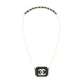 CHANEL AIRPODS CASE WITH PEARL CHAIN BLACK LGHW