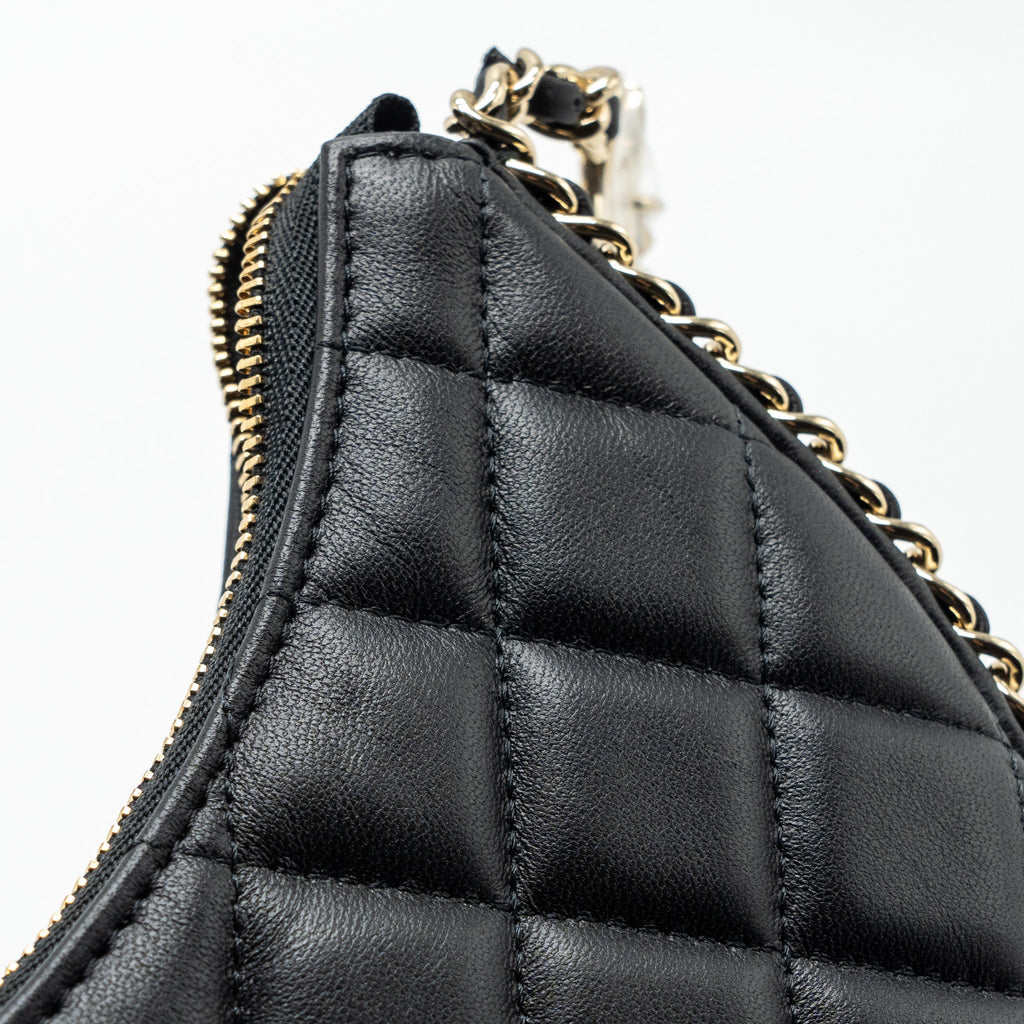 CHANEL SMALL MOON HOBO BAG LAMBSKIN BLACK LGHW (MICROCHIP)