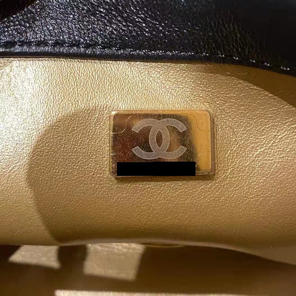 CHANEL PEARL CRUSH MINI SQUARE FLAP BAG LAMBSKIN BLACK GHW