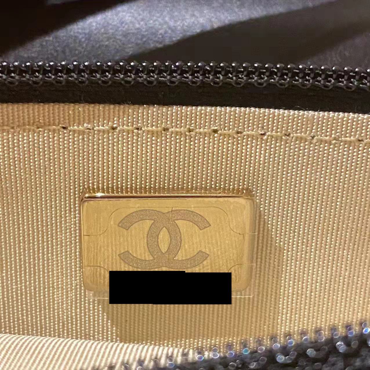 CHANEL PEARL CRUSH WALLET ON CHAIN LAMBSKIN BLACK GHW
