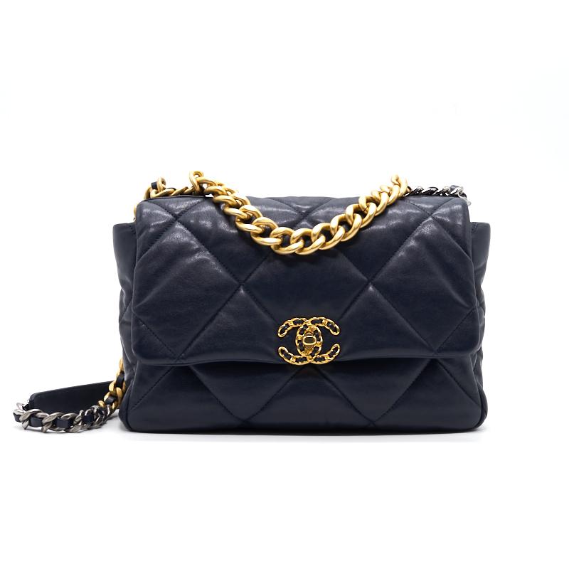 CHANEL 19 LARGE FLAP BAG  NAVY
