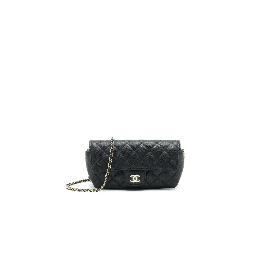CHANEL GLASSES CASE WITH CLASSIC CHAIN BLACK LGHW