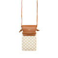 CELINE PHONE POUCH WITH FLAP TRIOMPHE CANVAS /LAMBSKIN WHITE/TAN