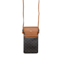 CELINE PHONE POUCH WITH FLAP TRIOMPHE CANVAS /LAMBSKIN TAN