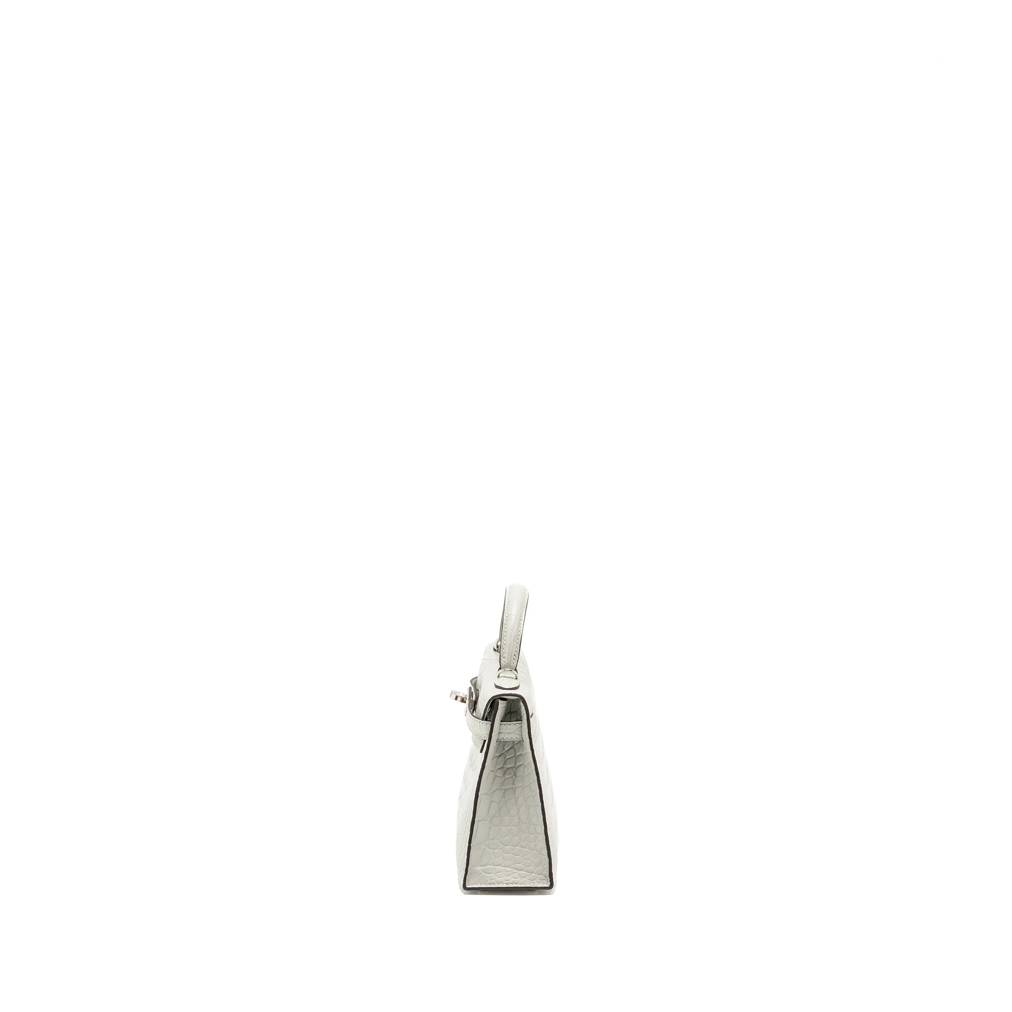 HERMES MINI KELLY II MATTE ALLIGATOR MISSISSIPPIENSIS 0W GRIS NEVE SHW