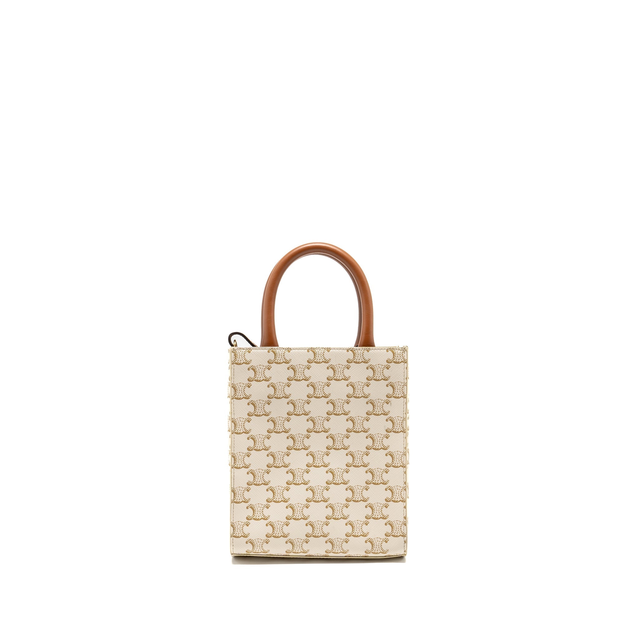CELINE MINI VERTICAL CABAS TRIOMPHE CANVAS/CALFSKIN WHITE GHW