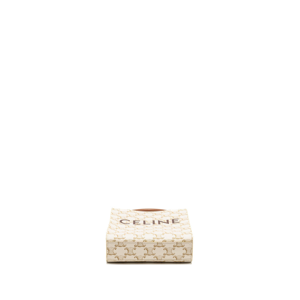 CELINE MINI VERTICAL CABAS TRIOMPHE CANVAS/CALFSKIN WHITE GHW