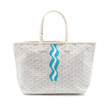 GOYARD SAINT LOUIS PM TOTE BAG LIMITED EDITION GOYARDLINE CANVAS WHITE/LIGHT BLUE SHW